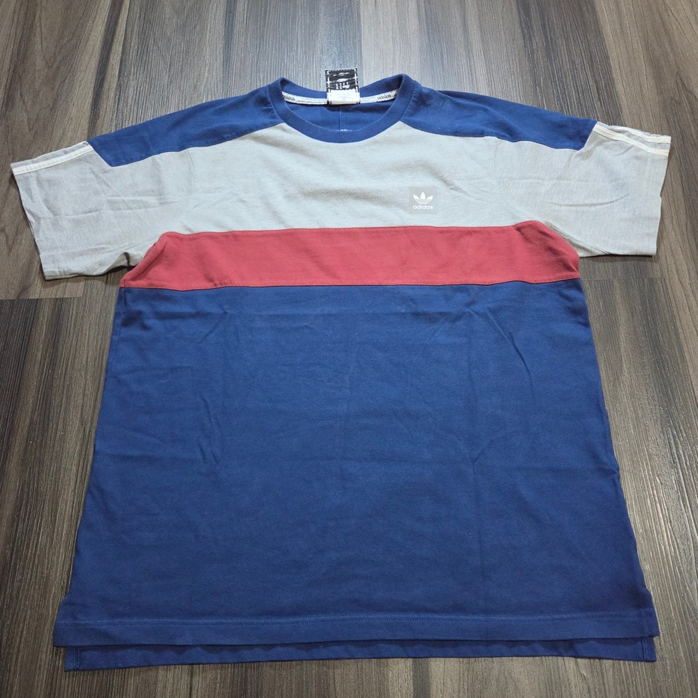 Adidas Originals Skateboarding T Shirt Mens XL Colorblock Blue Grey Red BK8005
